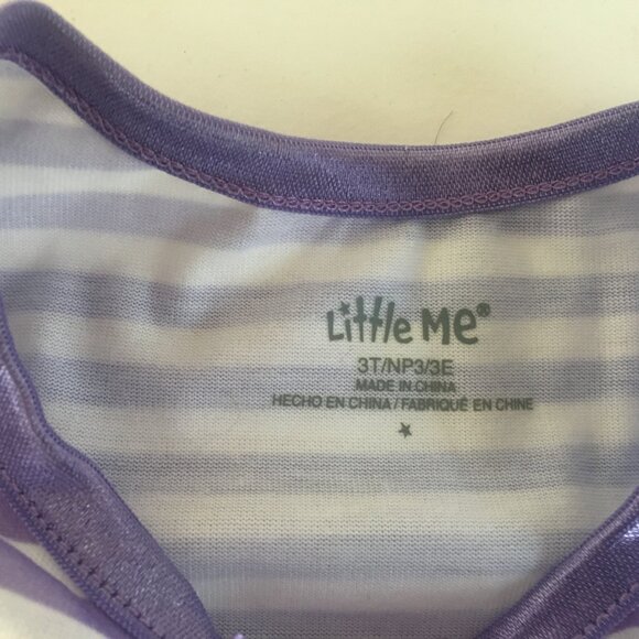 Little Me 3T Poly Sleepwear Purple White Stripe Pajama Top PJ Girls Cat New - Picture 8 of 16